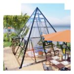 Pyramid Glass Tent with black frames